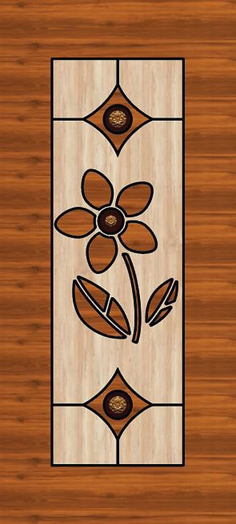 Dhoom design DH-02 — flower with diamond accents on pale wood.